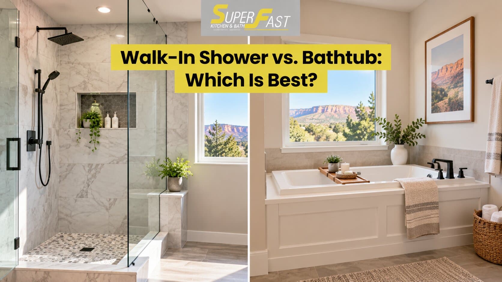 Modern walk-in shower in a remodeled bathroom